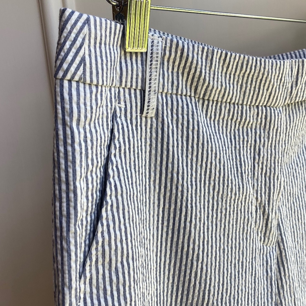 ZARA Seersucker Pinstripe Cuffed & Cropped Pants, from London, Sz SM - Picture 3 of 14